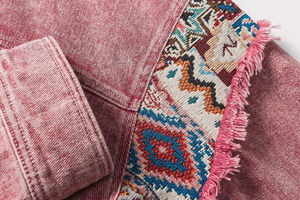 Women's <b>Denim</b> Patchwork <b>Jacket</b> Stand-Up Collar Baseball Style Street Sweet & Spicy Fashion Design - Product Image 3