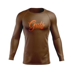 Guts Ranked Rash Guard pour homme, manches courtes, respirant, protection UPF50, rose sur marron - Product Image 5