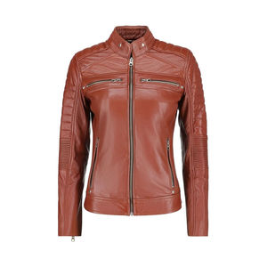 Chaqueta de Cuero para Mujer de Alta Calidad al por Mayor, Diseño Personalizado, Manga Larga, Transpirable, Impermeable, Cortavientos, Relleno de Poliéster, para Invierno - Product Image 1