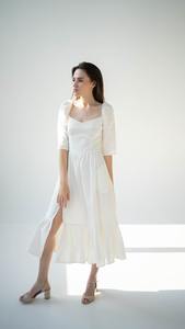 Princesse Lin Midi Robe Noire, Robe Blanche de Mariage Boho, Été Femme Vêtements Robe Corset Romantique - Product Image 2