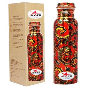 Leakproof copper <b>water</b> <b>bottle</b> with seamless body and fine polished finishing for Ayurveda based healthy lifestyle - Product Image 3