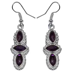 Bijoux en argent 925 pour femmes, élégantes boucles d'oreilles pendantes en améthyste, accessoire de mode - Product Image 2