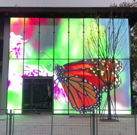 Rideau en maille LED transparente, pas de pixel de 4,98 mm, pleine couleur, haute luminosité, mur vidéo de façade média pour aéroport en extérieur, panneau SDK