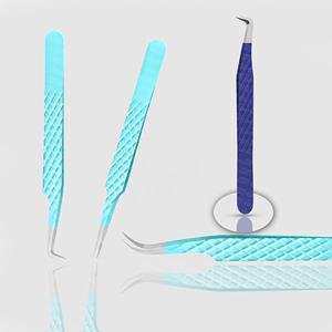 Pinzas para pestañas de acero inoxidable con recubrimiento en polvo tipo A, diseño personalizado para pestañas intrincadas - Product Image 1