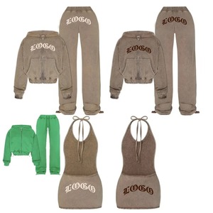 Conjunto de Sudadera con Capucha y Pantalones Largos para Mujer Sial Apparel, con Bordado Desgastado, Estilo Deportivo, Color Negro Lavado Ácido - Product Image 6