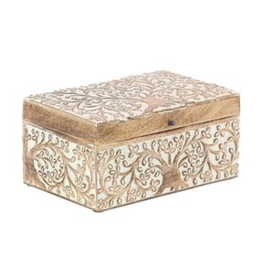 Fancy Looking Flower Design Hand Engraved Wooden Box for Jewelry Keepsake Box Gifting Use Wooden Box in Affordable Prices - Product Image 4