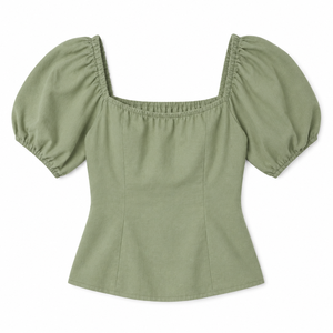 Camiseta de Mujer con Hombros Descubiertos, Cuello Cuadrado y Mangas Abullonadas, Tejido de Poliéster/Algodón, Estilo Prairie Chic, OEM ODM Personalizado - Product Image 6