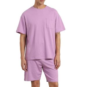 Conjunto de ropa informal de verano para hombre, dos piezas, pantalones cortos y camiseta de algodón y poliéster transpirable, conjunto doble para hombre. - Product Image 1