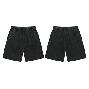 Pantalones Cortos Bermuda de Algodón Negro Sólido para Hombre, Estilo Casual con Cintura Elástica, Bolsillos y Tejido Transpirable de Tiro Medio - Product Image 2
