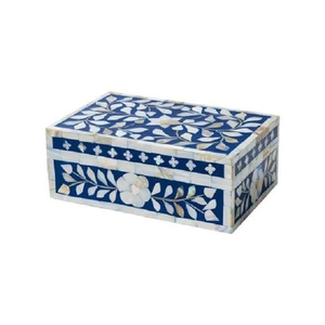 Boîtes à bijoux en résine MDF PC de luxe de meilleure qualité avec incrustation d'os de taille personnalisée de conception couleur de l'Inde emballage de stockage bijoux - Product Image 4