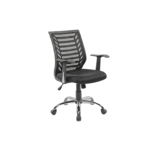 Miami <b>Grey</b> Mesh Task Office Chair Modern Design Adjustable Height Headrest for Swivel Executive Use Durable Fabric Aluminium PU - Product Image 1