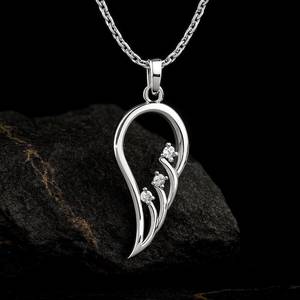 Collier en argent sterling 925 plaqué or vermeil avec pendentif aile d'ange chrétien en zircon, collier à plumes délicat, bijoux fins, cadeau pour femmes - Product Image 2