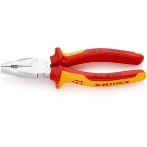 คีมปากแหลม KNIPEX รุ่น VDE Certified ขนาด 190 มม. ด้ามจับหลายชิ้นส่วนเคลือบโครเมียม - Product Image 1