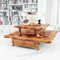ArtisRaw CG003 Ensemble d'échecs durable fait main en bois avec plateau et pièces en bois d'olivier tunisien |   Décoration de table multi-occasions pour la maison