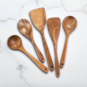 <b>Wooden</b> Serving Spoon <b>Utensil</b> Set Kitchen Wood Set Spatula for <b>Cooking</b> Natural Teak <b>Wooden</b> <b>Utensils</b> with storage bucket by f s i - Product Image 3