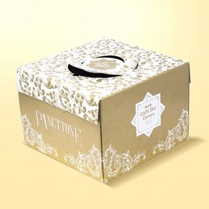 กล่องแบบเต็มฐาน CHIC สำหรับใส่ขนม Panettone ขนาด 25x25x18 ซม. พร้อมหูหิ้วและเคลือบด้าน - Product Image 6