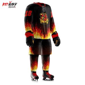 ชุดยูนิฟอร์มฮอกกี้น้ำแข็งระดับมืออาชีพ พิมพ์ลายใบไม้แห้งด้วยเทคนิค Sublimation วัสดุไนลอน/แคชเมียร์ สีตามสั่ง ชื่อทีม คุณภาพสูง - Product Image 4