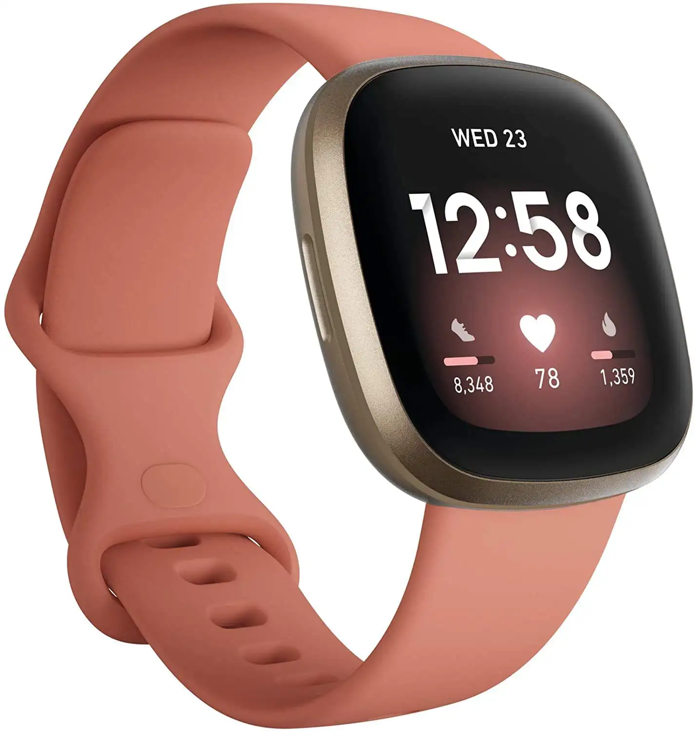 Smartwatch Health Fitness com GPS, frequência cardíaca 24/7, bateria embutida, longa duração, rosa/ouro, faixas tamanho único S L Incluído