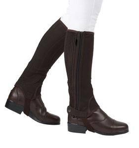 Half Chaps de equitación con panel elástico para hombres y mujeres en instrumentos veterinarios de herrador de cuero de vaca genuino - Product Image 6