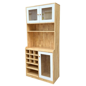 Armoire de salle à manger moderne en bois de caoutchouc TPA005 avec cave à vin intégrée pour mobilier de bar à domicile - Product Image 3