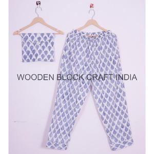 Pyjama pour l'été et le printemps, respirant, doux, décontracté, tricoté, 100% coton, imprimé numérique, vintage, élégant, ensemble de pyjama, vêtements de nuit floraux - Product Image 2