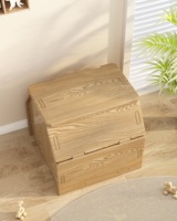 Maison pour chat en bois massif avec coussin moelleux - Lit d'intérieur luxueux et confortable pour chats