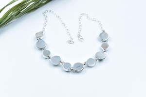 Handmade Mojave turquoise sterling silver cluster <b>necklace</b> with adjustable 16 inch chain <b>boho</b> gemstone jewelry for women - Product Image 3