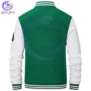 เสื้อแจ็คเก็ตเบสบอลแขนยาวสำหรับผู้ชายเสื้อโค้ทลำลองมีตัวอักษรสีตัดกันสีเขียวสีขาววินเทจ - Product Image 5