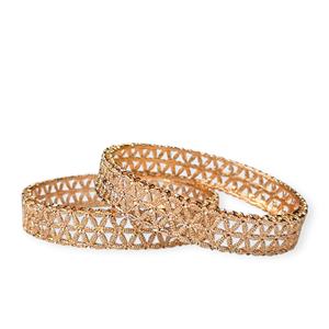 Rose <b>Gold</b> Plated Net Pattern Trendy Bangles Elegant Bridal Wedding & Festive Wear Premium Imitation Jewellery at Wholesale Price - Product Image 1