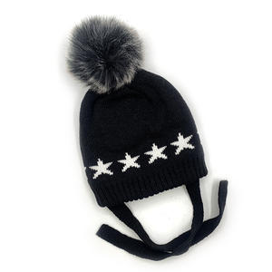 Gorros de Punto Jacquard Bordados Unisex, Gorros de Punto para Bebé con Forro de Felpa Dobby, Gorros de Punto Personalizados para Niños con Pompón - Product Image 3