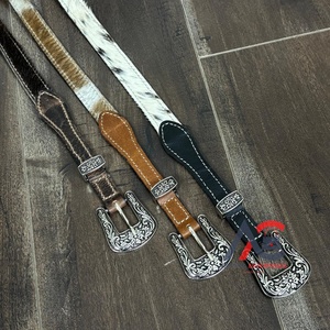 สายคาดหมวกหนังวัวแท้สไตล์วินเทจตะวันตก ขายดี ผลิตตามสั่ง ขายส่ง พร้อมหัวเข็มขัดเงินบนสายคาด สำหรับทุกเพศ - Product Image 1