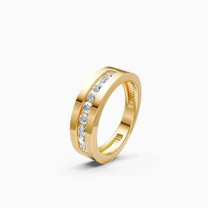 Anillo de boda elegante con diamantes cultivados en laboratorio, engaste de canal redondo, para uso diario, 0.39 ct, en oro amarillo, blanco y rosa de 9K - Product Image 1