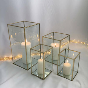 Modern Brass Votive Candle Holder Clear <b>Glass</b> <b>Frame</b> Rectangle Shape Handmade Custom Finish Tabletop Centerpiece for Home Decor - Product Image 3