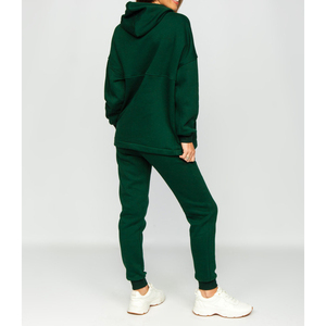 Ensemble de survêtement en molleton vert à capuche pour femme, 2 pièces, coupe décontractée, manches longues, uni, Trackstar, OEM, marque privée - Product Image 2