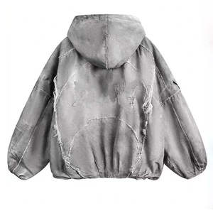 Sudadera con Capucha para Hombre de Alta Calidad, Estilo Desgastado, con Apliques Bordados, 500gsm, Talla Grande, Estilo Vintage, Lavado Ácido, Térmica - Product Image 2