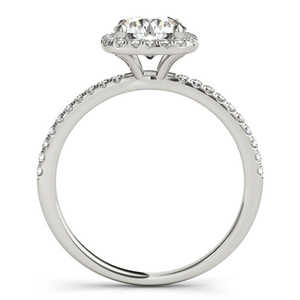 14K White Gold Fine <b>Jewelry</b> <b>Sets</b> Square Halo Round Diamond <b>Bridal</b> Ring & Band 1.13ct - Product Image 1
