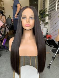 Perruque en cheveux naturels lisses, cuticules alignées, extensions à trame unique, provenant de plusieurs donneurs, avec closure et frontal - Product Image 2