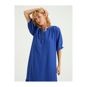 Robe pour femme de haute qualité, écologique, respirante, coupe décontractée, avec détail plissé, fabriquée en Turquie - Product Image 1