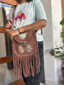 Nuevo Bolso de Flecos de Cuero con Pelo Sintético Estilo Occidental, Bolso Bandolera de Cuero Auténtico de Alta Calidad Estilo Boho para Mujer - Product Image 2