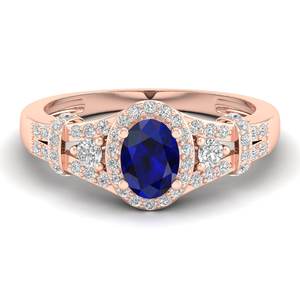 Bague Halo REYES en Argent Sterling 925 Exquis avec Moissanite Certifiée GRA et Saphir Bleu pour Femme – Bijoux Fins - Product Image 5