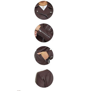 100%New Arrival Women's Fashion Crop leather jackets Solid Pattern Stand Collar Zipper Closure Winter <b>Cotton</b> Filled <b>Raw</b> Jacket - Product Image 6