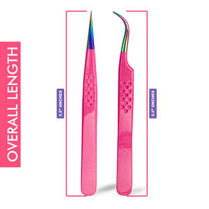 Pinzas para pestañas de acero inoxidable Pinzas para pestañas recubiertas de color azul Instrumentos de belleza - Product Image 4