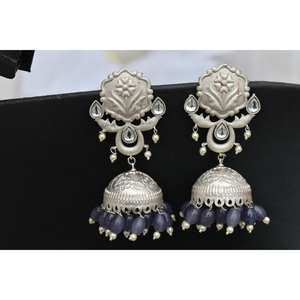 Pendientes de aro con cuentas de piedra de latón con aspecto de plata, diseño nuevo, tradicional, hecho a mano, 2025, para niñas y mujeres - Product Image 3