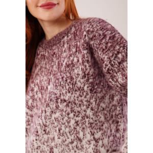 Pull tricoté bordeaux en gros avec pierres décoratives, style décontracté - Product Image 2