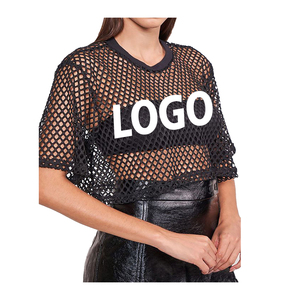 Boxy Fit Lưới T-Shirts Cắt Jersey Cao Đường Phố Thể Thao Đường Phố Mặc Với Thiết Kế Trống Mẫu Thư Boxy Phù Hợp Với Lưới T-Shirts - Product Image 5