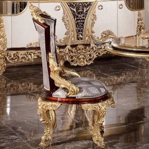 Juego de Comedor de Lujo Imperium Hotel Emma, Madera de Teca Sólida Tallada a Mano, Acabado en Hoja de Oro, Muebles Clásicos Europeos de Estilo Real - Product Image 5
