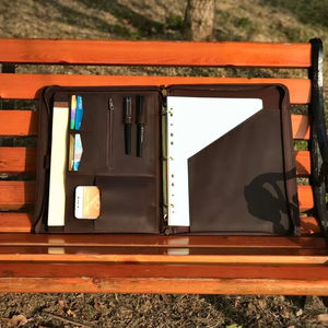 Portafolio de Cuero Genuino A4 para Conferencia, Bloc de Notas y Carpeta de Presentación de Documentos de Negocios de Oficina, Diseño Minimalista, Tamaño de 2 a 3 - Product Image 1