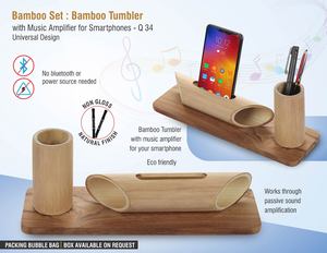 Wholesale Bamboo Speaker Pen and <b>Phone</b> Stand Bamboo Tumbler Bamboo Music Amplifier Promotional Luxury Design <b>Table</b> Decor - Product Image 5