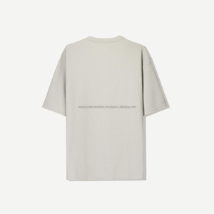 Camiseta informal de manga corta con estampado trasero bordado frontal sólido clásico de algodón puro 100% de gran tamaño para hombre - Product Image 6