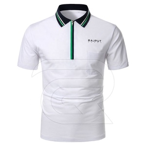 T-shirts de polo de golf vierges pour hommes 100% coton avec logo brodé polos décontractés à manches courtes unies - Product Image 1